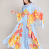 Faux Cosmos Sky Base Printed Cape Dress