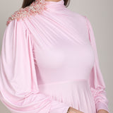 Petals Below Drape Jesery Dress