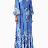 One Shoulder Belted Maxi Dress in Crepe