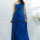 Blue Drape Embellished Gown