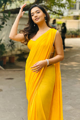 Divya Agarwal in Chiffon Saree & Chanderi Blouse