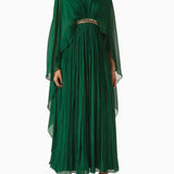 Pleated Cape Dress in Chiffon