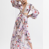 Purple Orchid Cutouts Chiffon Dress