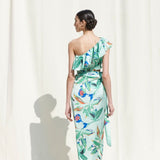 Crop Top Paired With A Printed Wrap Around Skirt
