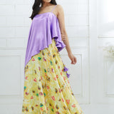 Lilac Asymmetric Printed Lehenga Set