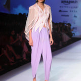 Lavender Dhoti Set with Ivory Scallop Jacket & Organza Cape