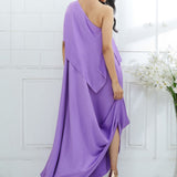 Lilac One Shoulder Cape Dress