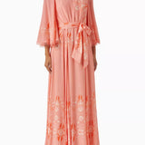 One Shoulder Belted Maxi Dress in Crepe