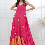 Fuchsia Embroidered Printed Lehenga set