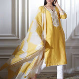 Yellow Dori Embroidered Kurta Set