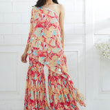 One Shoulder Printed Top With Sharara