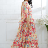 One Shoulder Printed Top With Lehenga