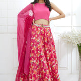 Fuchsia Embroidered Printed Lehenga Set