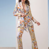 Satin Yellow Printed Jacket Set