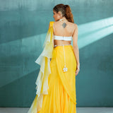 Yellow Chiffon Draped Saree Set