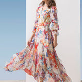 Chiffon Dress With Pleated Bottom