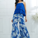 Royal Blue Embroidered Printed Sharara Set