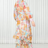 Hibiscus Printed Brasso Layered Dress