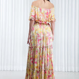 Daisy Printed Off-Shoulder Tiered Dress