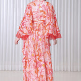 Maple Leaves Printed Chiffon Dress