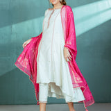 Ivory Chanderi Godet Kurta Pant Set