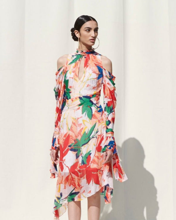 Asymmetrical Tie Up Dress