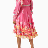 Pink Floral Midi Dress