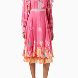Pink Floral Midi Dress