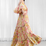 Daisy Printed Off-Shoulder Tiered Dress