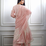 Peach Pink Aari Zari Straight Kurta Set