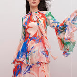 Chiffon Printed Layered Dress