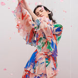 Chiffon Printed Layered Dress