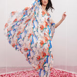 Tropical Ivory Blue Kaftan Dress