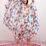 Tropical Ivory Blue Kaftan Dress