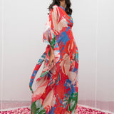 Cotton Lurex Printed One Shoulder Kaftan