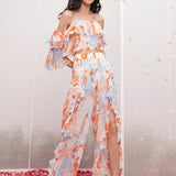 Chiffon Printed Top With Printed Pants