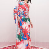 Satin Printed One Shoulder Kaftan
