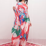 Satin Printed One Shoulder Kaftan