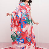 Satin Printed One Shoulder Kaftan