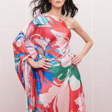 Satin Printed One Shoulder Kaftan