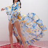 Lycra Printed Bodysuit With Cape