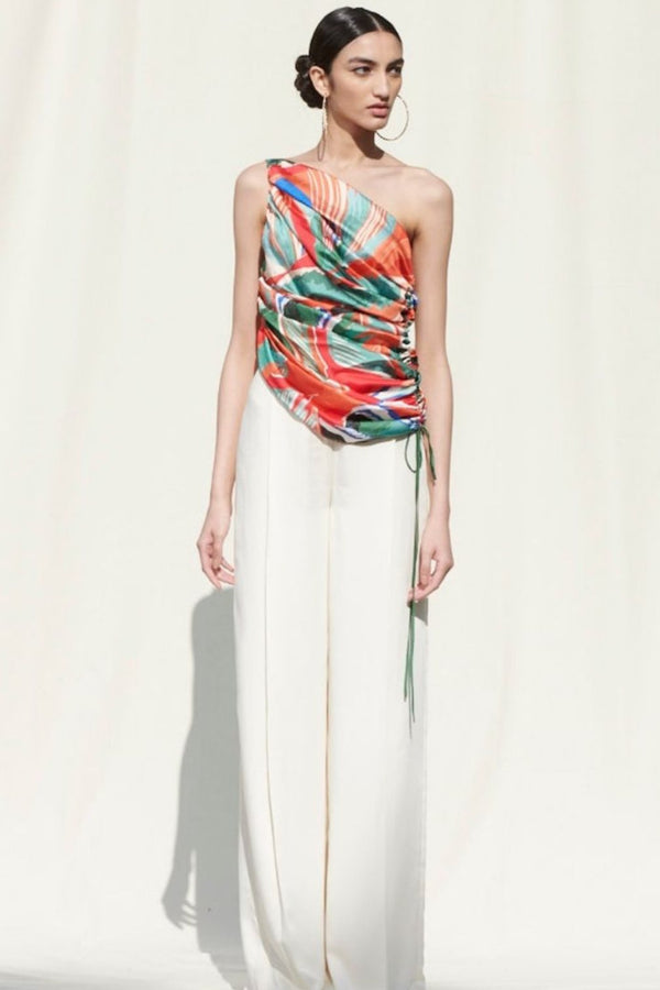 Draped One Shoulder Top With Palazzo
