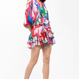 Red tiered mini dress