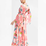 Peach tropical chiffon dress