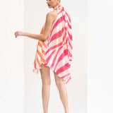 Fuchsia and Coral Chiffon Short Dress