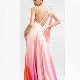 Ombre Printed One Shoulder Kaftan