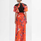 Red Garden Printed Slit Dress