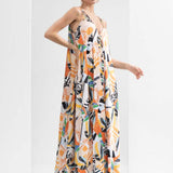 Yellow Abstract Printed Long Dress