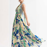Mystic green chiffon halter neck dress