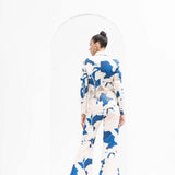 Mystic Blue Texture Printed Jacket Set